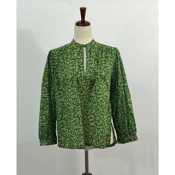 TROVATA Birds of Paradis Sz S Small Green Ivy Bailey Blouse Shirt Top - Picture 1 of 8